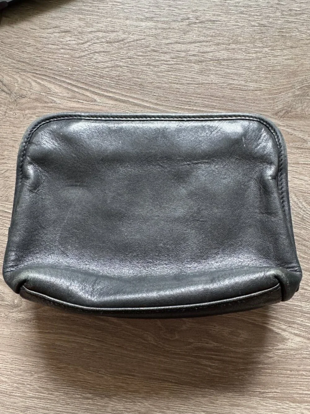 HOBO International Black Leather Zip Tech + Cosmetic + Organizer Case